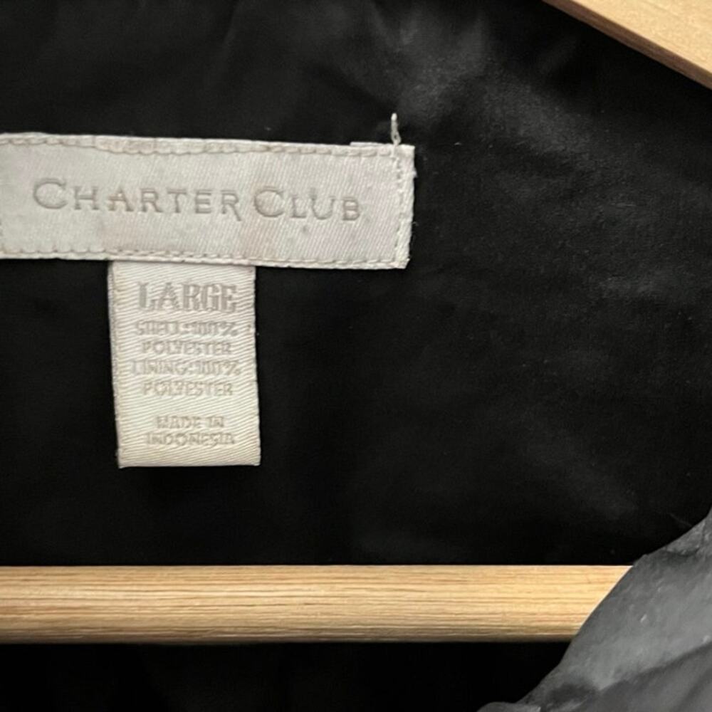Charter Club Black Quilted Button Front Vest Lightweight Puffer Size L - Picture 5 of 5